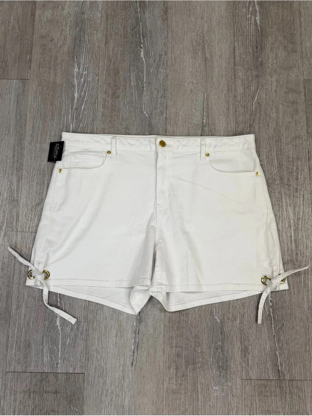 Michael Kors White Denim Side Tie Shorts - Size 16